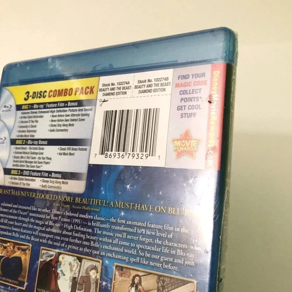 Beauty  and the Beast Blu-ray DVD 3 Disc Set Diamond Edition Sealed - Picture 12 of 13